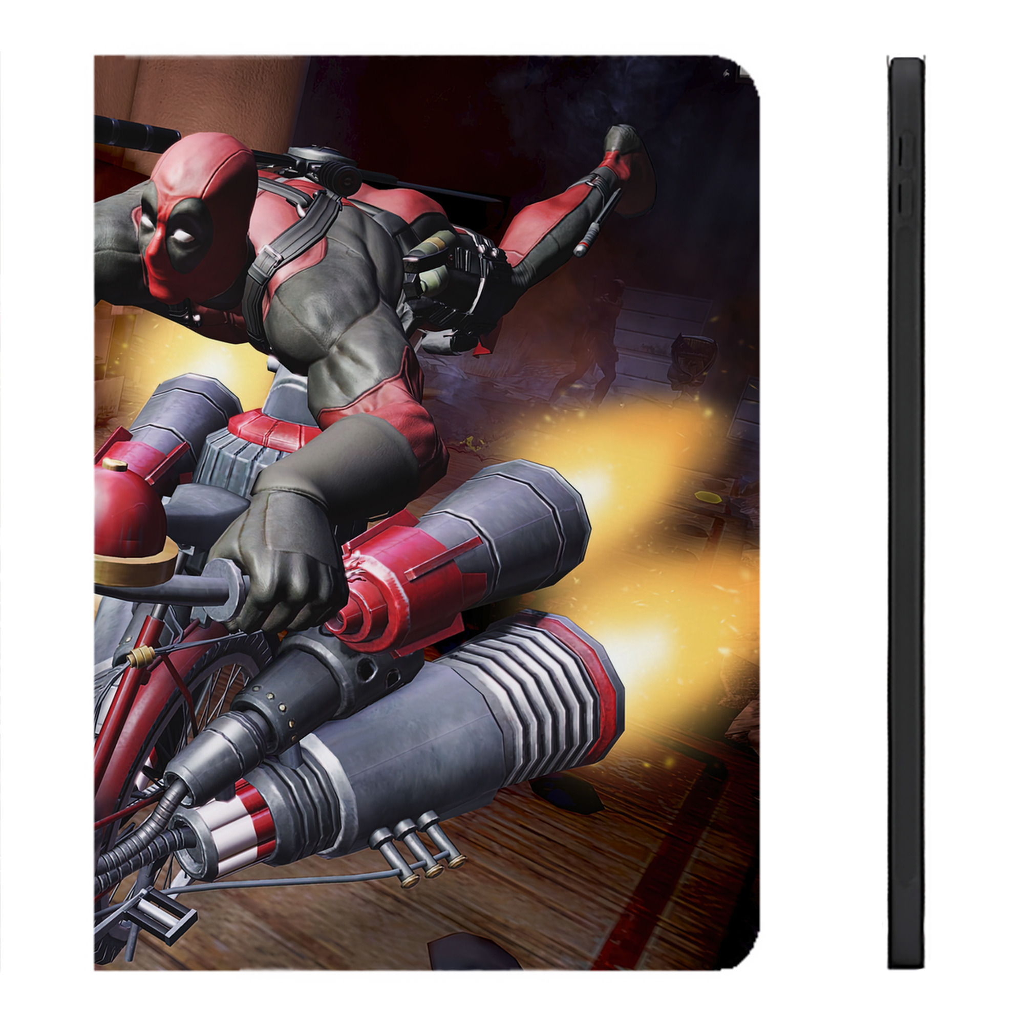 （画像用） Deadpool デッドプール IPadケース ペンホルダー付き ブックスタイルデザイン
